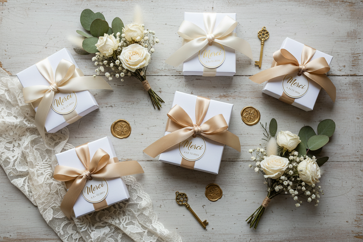 Cadeaux invités mariage : 30+ idées originales et personnalisées (2026)