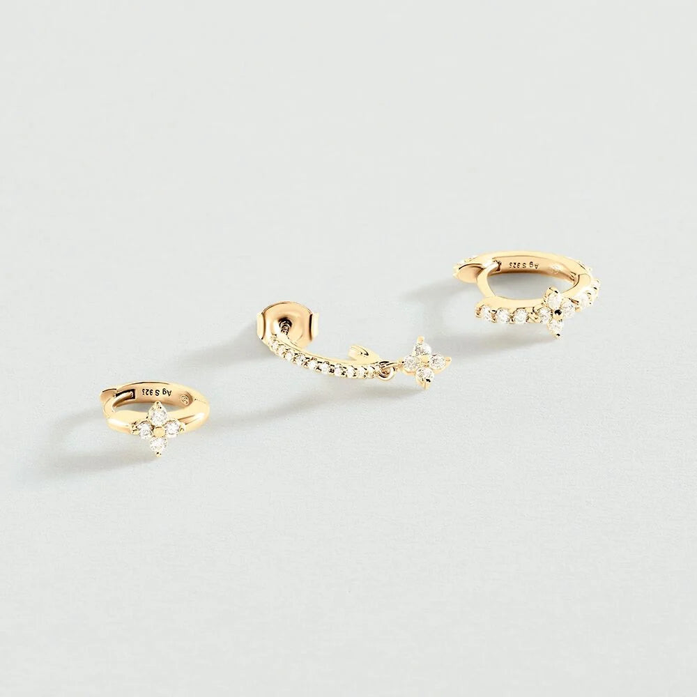 Piercing créole MIX & MATCH cristal doré Argent véritable