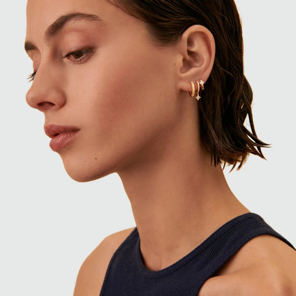 Piercing créole MIX & MATCH cristal doré Argent véritable