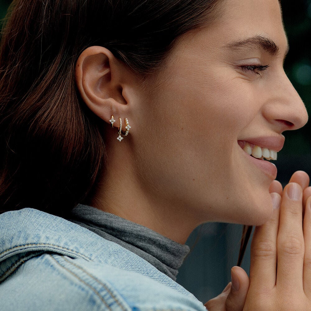 Piercing créole MIX & MATCH cristal doré Argent véritable