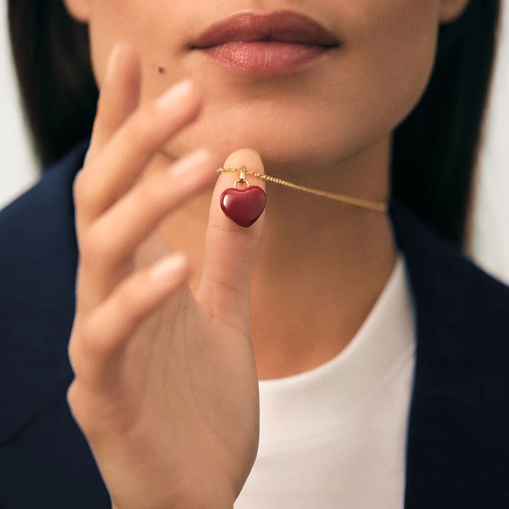 Pendentif coeur Désirée rouge & doré Agatha
