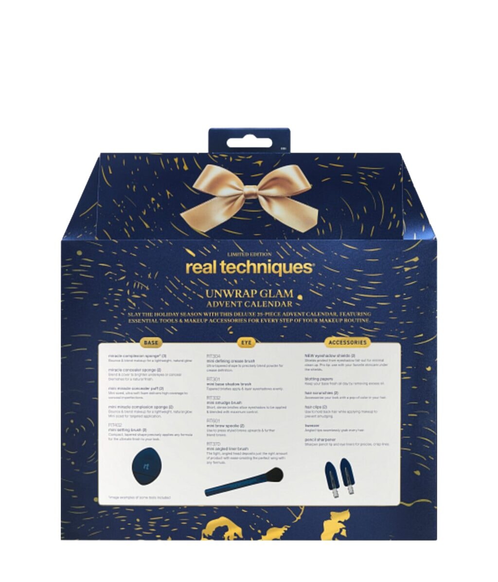 Contenu détaillé au dos du calendrier Real Techniques 25 Days of Slay