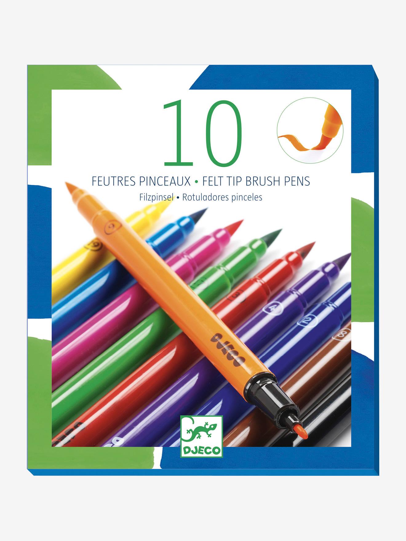 10 feutres pinceaux double embout - multicolore