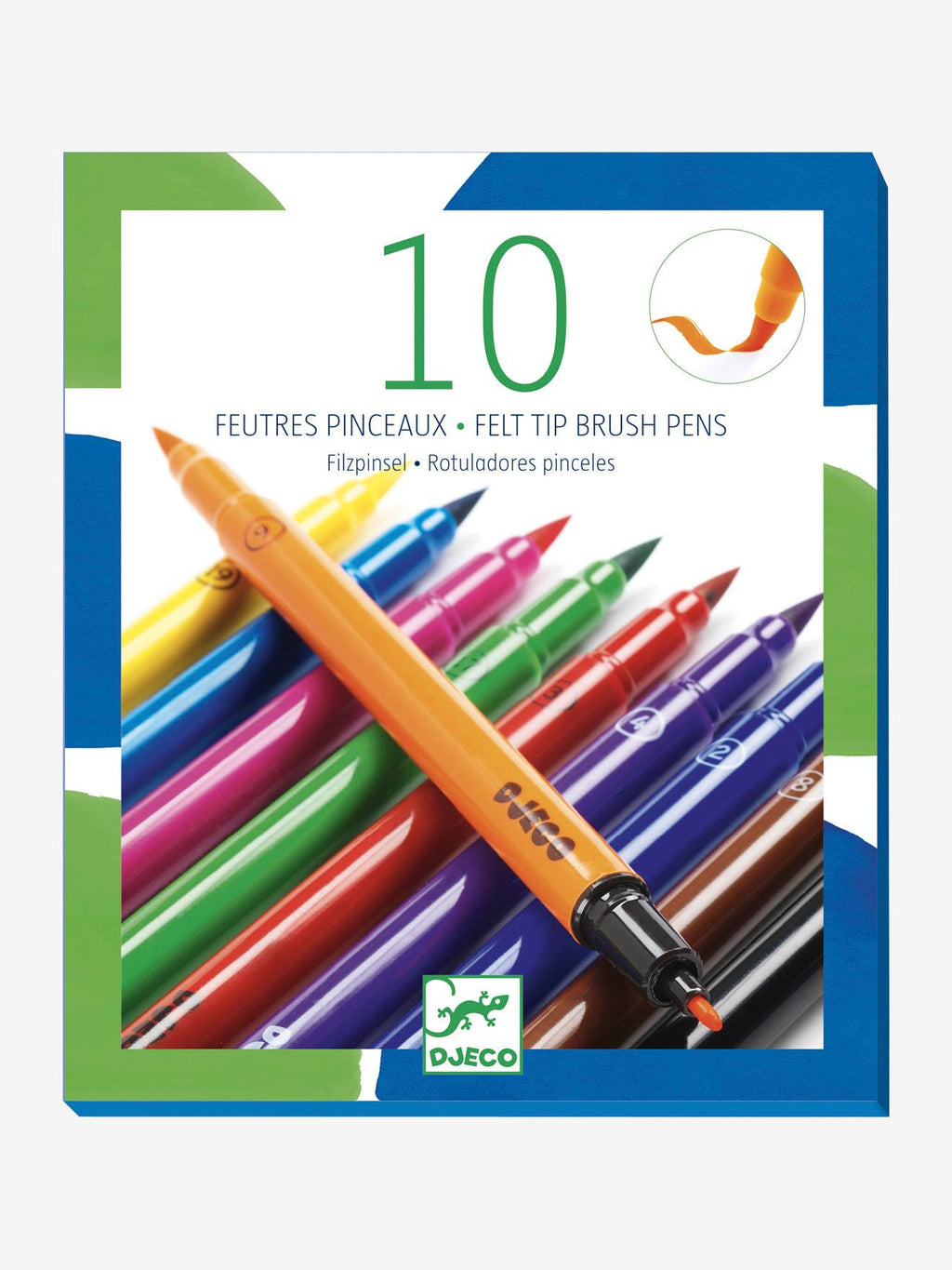 10 feutres pinceaux double embout - multicolore