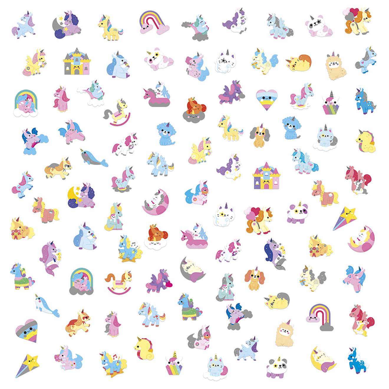 100 gommettes licornes multicolore