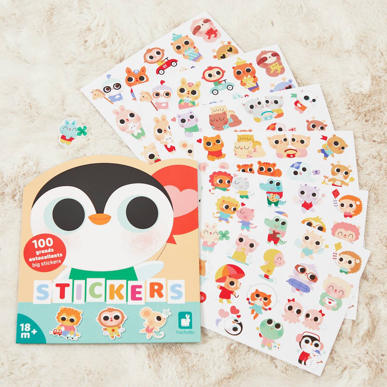 100 stickers planches bébé animaux multicolore