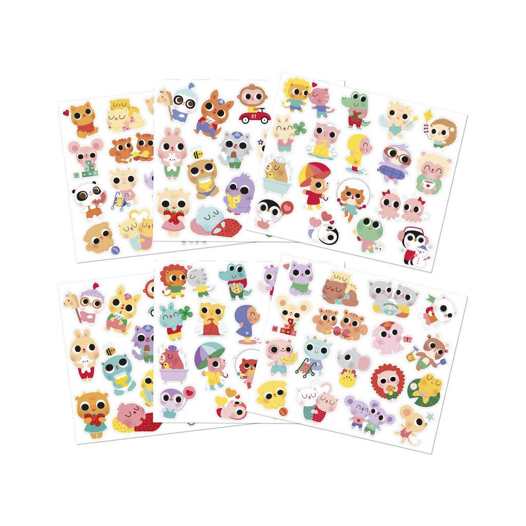 100 stickers planches bébé animaux multicolore