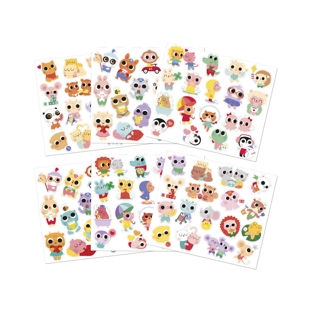 100 stickers planches bébé animaux multicolore