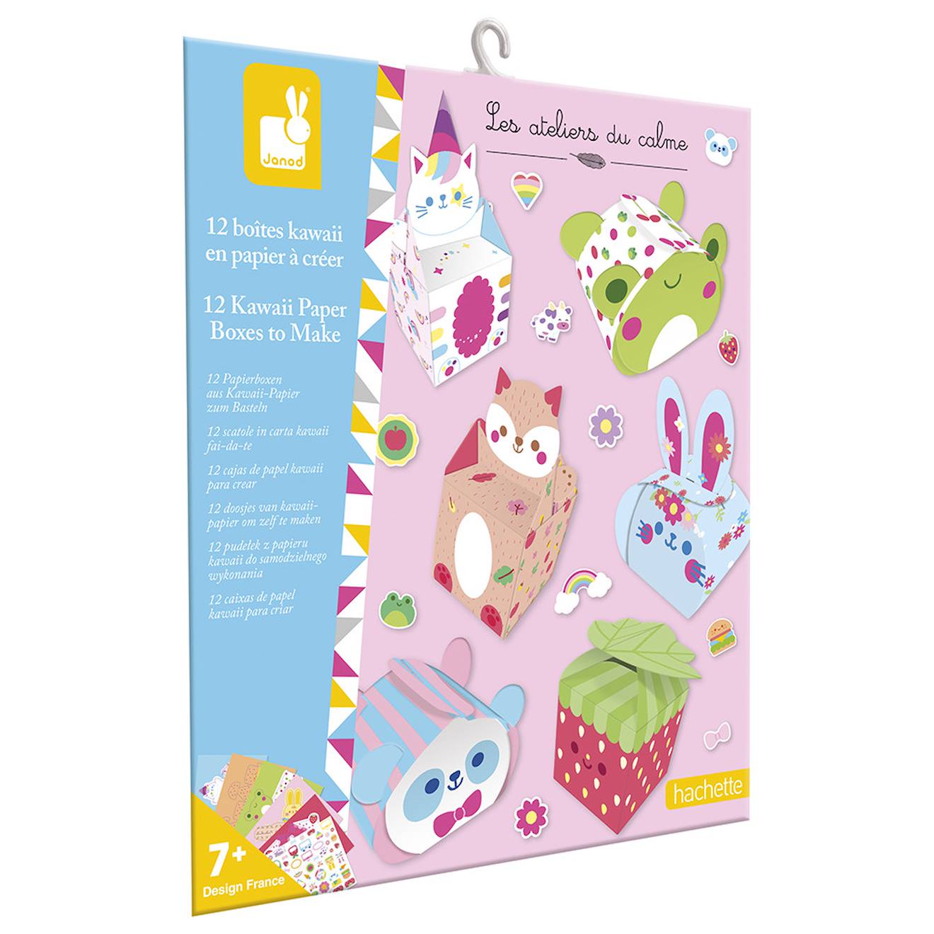 12 boîtes en papier kawaii à créer - kit loisir créatif enfant multicolore