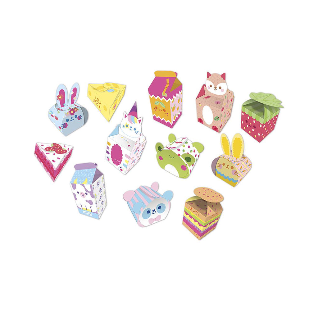 12 boîtes en papier kawaii à créer - kit loisir créatif enfant multicolore