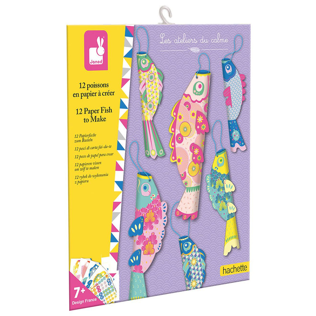 12 poissons en papier à créer multicolore