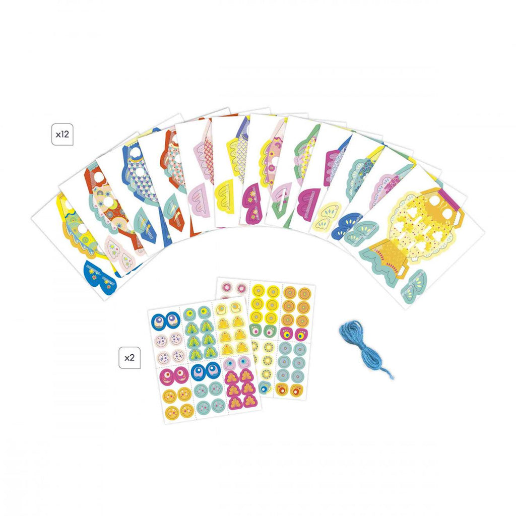 12 poissons en papier à créer multicolore