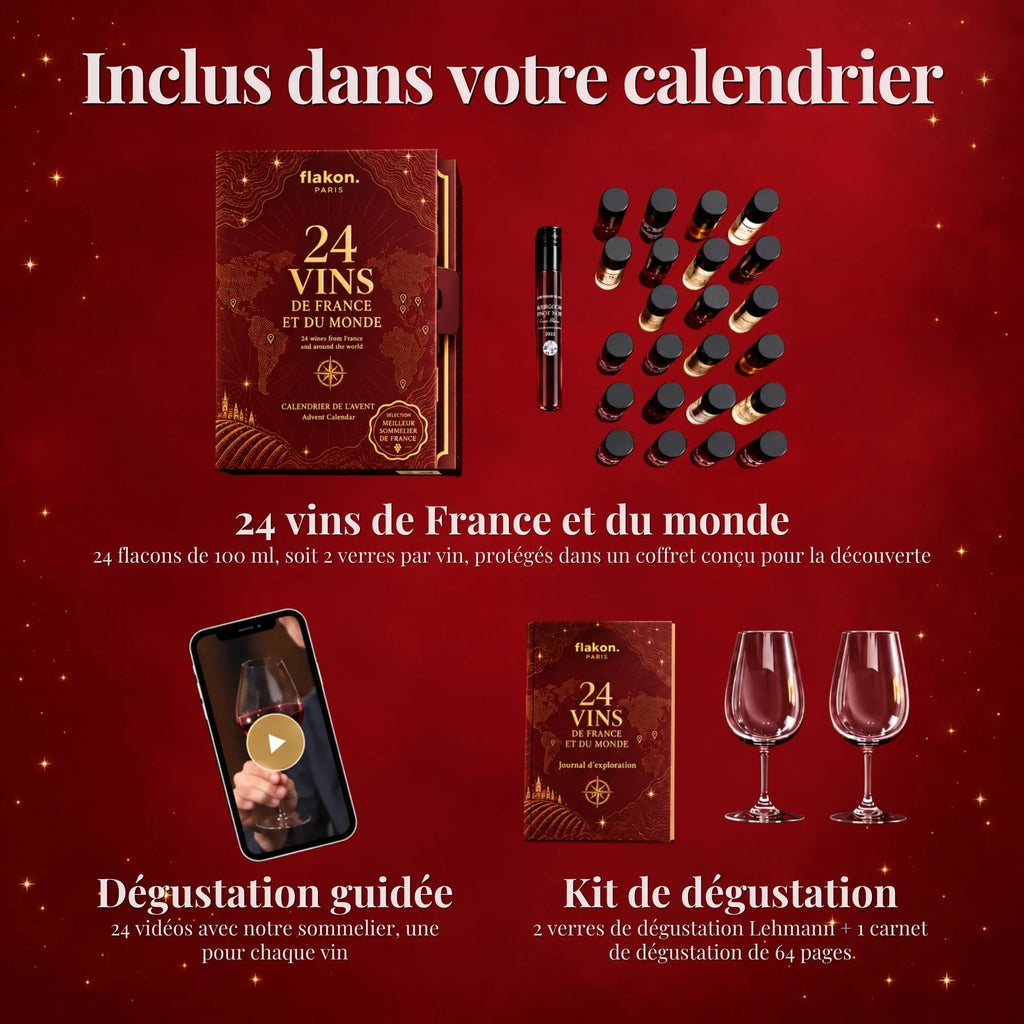 Calendrier de l'Avent Flakon 2026 24 vins de France et du monde
