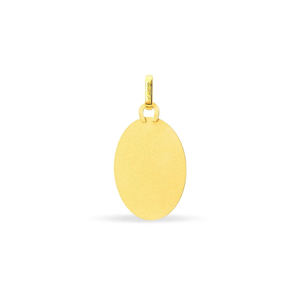 Pendentif Vierge ovale en or jaune pour un baptême intemporel
