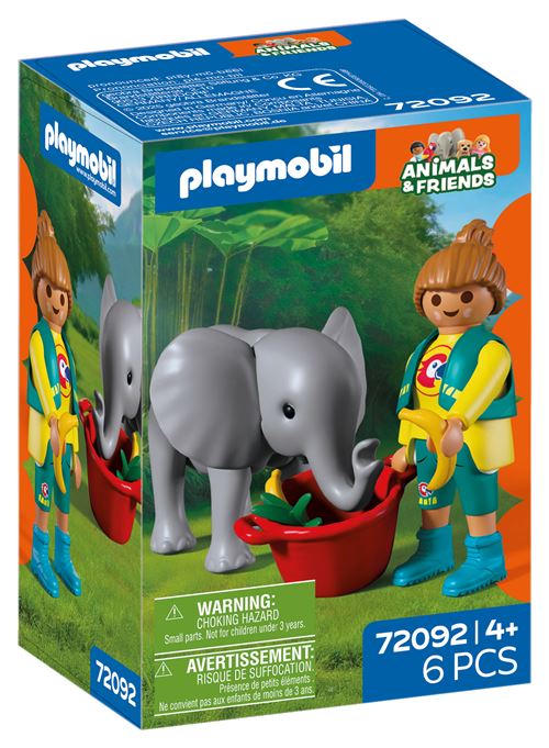 Playmobil Animals and Friends 72092 Zoo : Eléphanteau et gardien de zoo