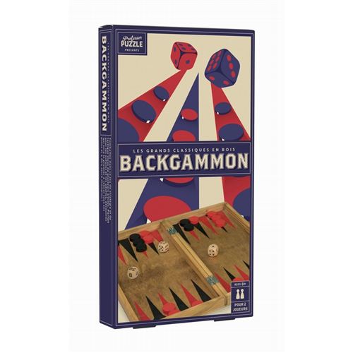 Jeu classique Professor Puzzle Backgammon Bois Vintage