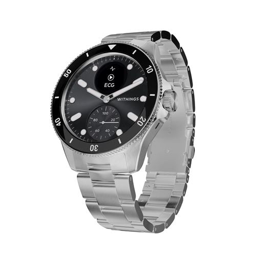 Montre connectée Withings ScanWatch Nova 42 mm Noir avec bracelet métal argent