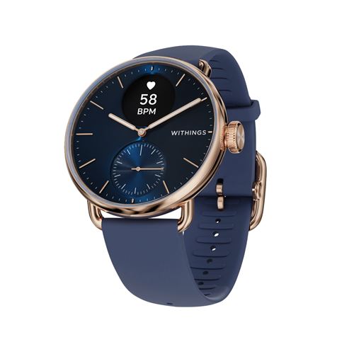 Montre connectée Withings ScanWatch 2 38 mm Or Rose avec bracelet Bleu