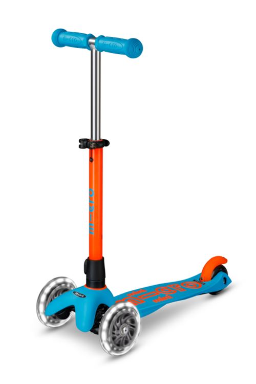 Jeu de plein air Micro Mobility Trottinette enfant 3 roues Mini Micro Deluxe Neon LED Orange