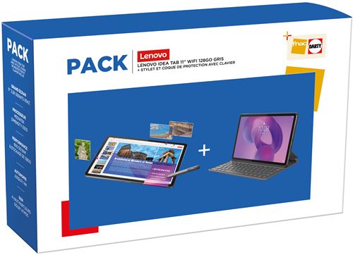 Pack Tablette Tactile Lenovo Idea Tab 11" Wi-Fi 128 Go Gris anthracite + Stylet et coque de protection avec clavier