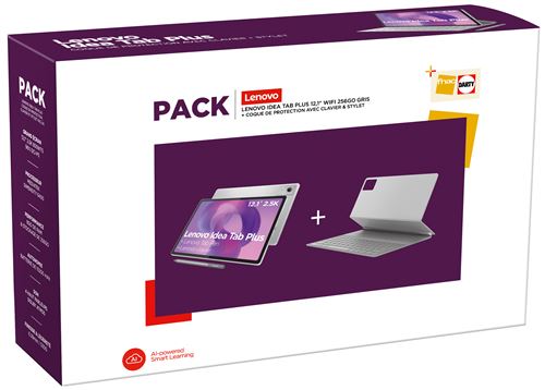 Pack Fnac Tablette tactile Lenovo Idea Tab Plus 12,1" 256 Go Gris + Coque de protection avec clavier et stylet