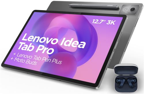 Tablette Tactile Lenovo Idea Tab Pro 12,7" 128 Go Gris + Tab Pen Plus + Moto Buds