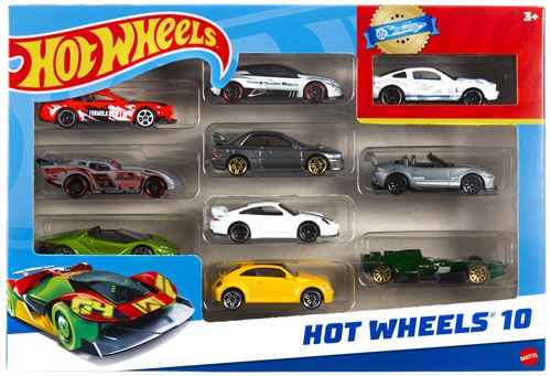Coffret de 10 voitures Hot wheels Mattel Modèle aléatoire