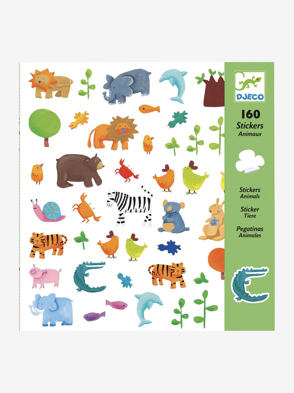 160 stickers animaux multicolore