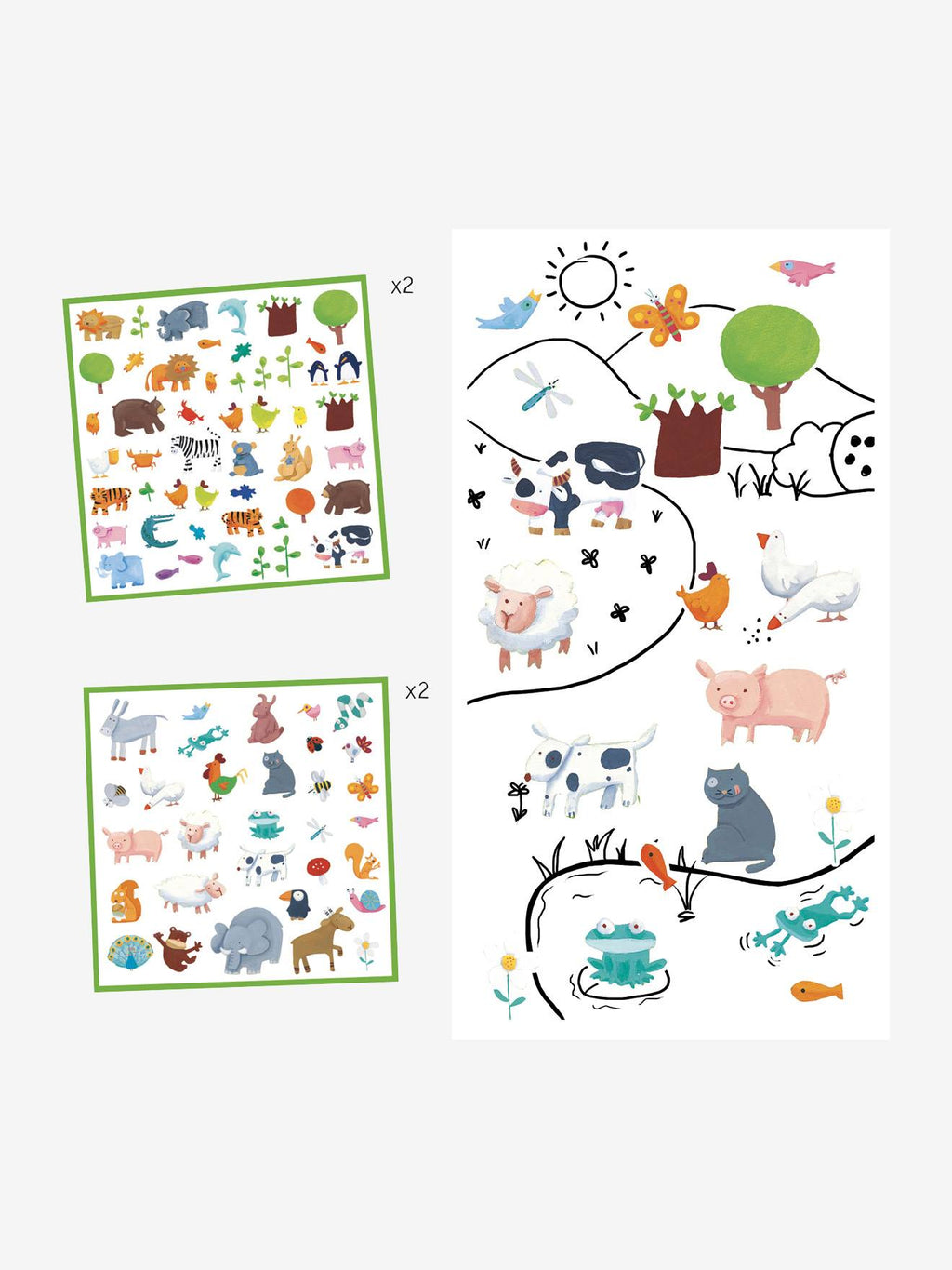 160 stickers animaux multicolore