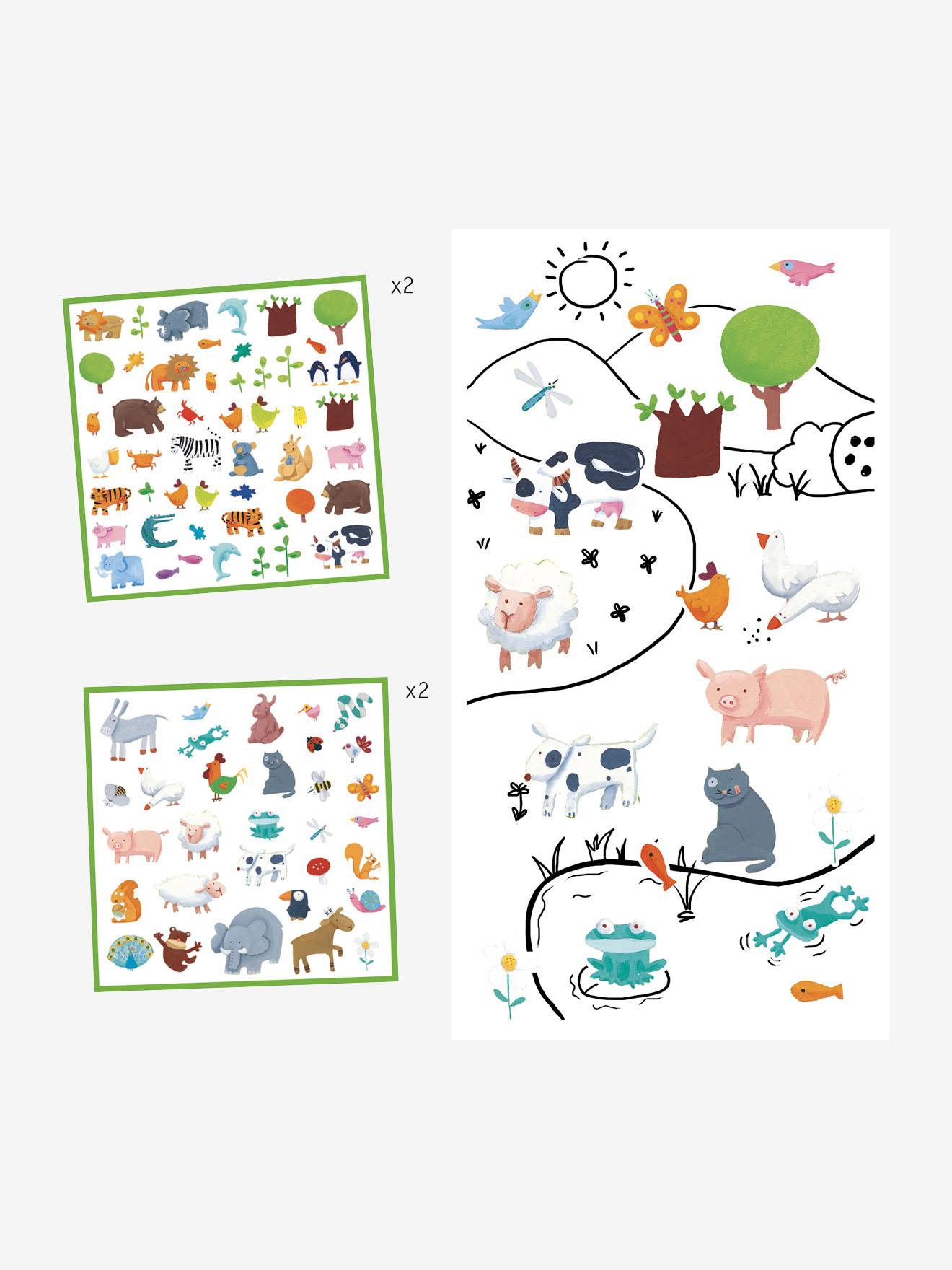 160 stickers animaux multicolore