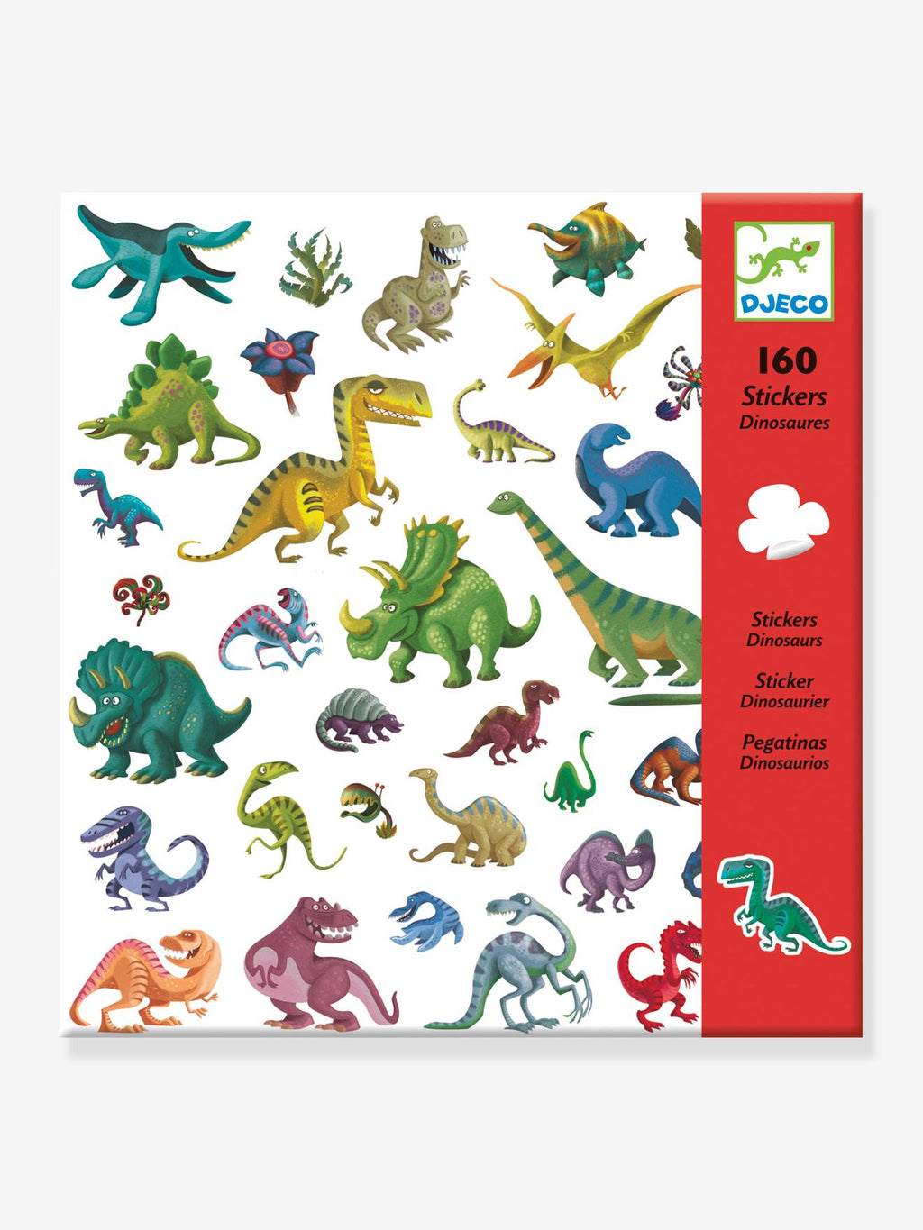 160 stickers dinosaures vert