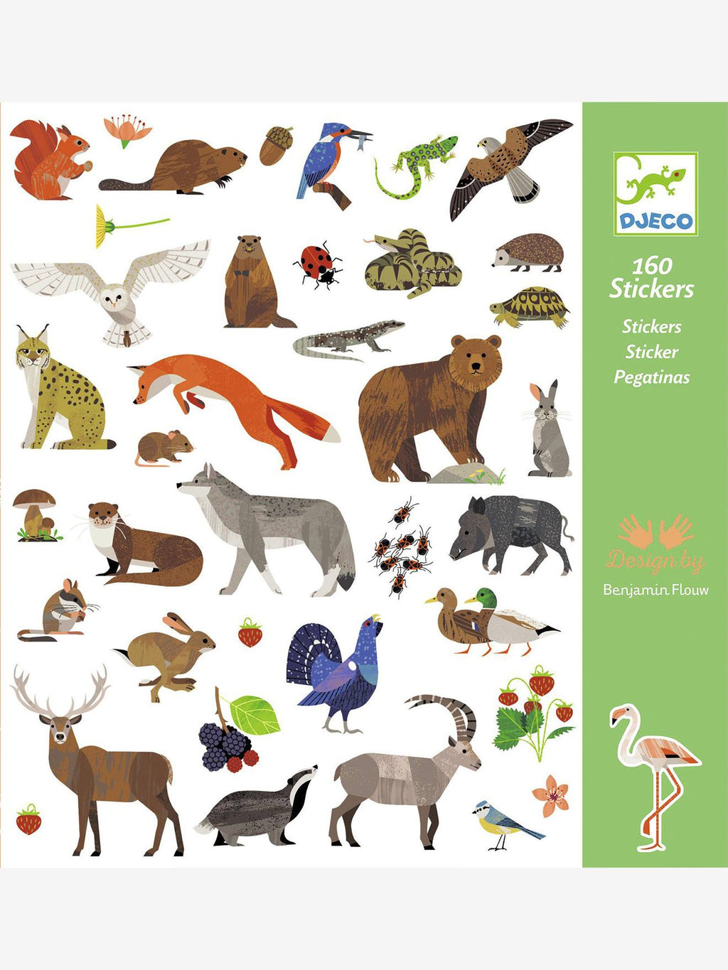 160 stickers faune vert
