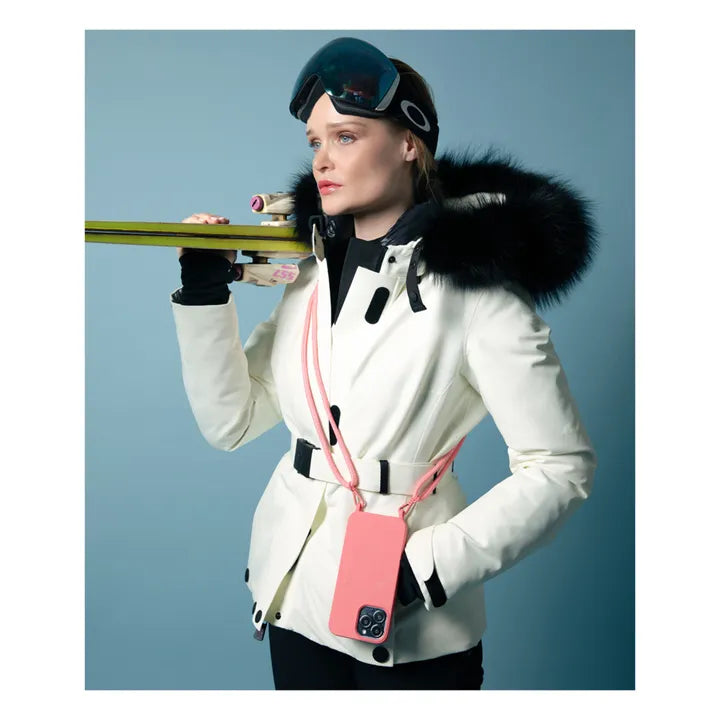 Cordon tressé Sam rose bandoulière téléphone Louvini