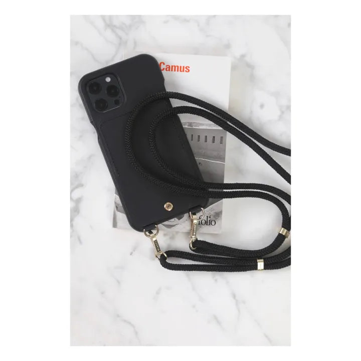 Coque iPhone Lou en cuir noir - Louvini