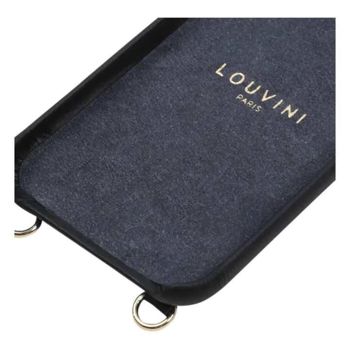 Coque iPhone Lou en cuir noir - Louvini