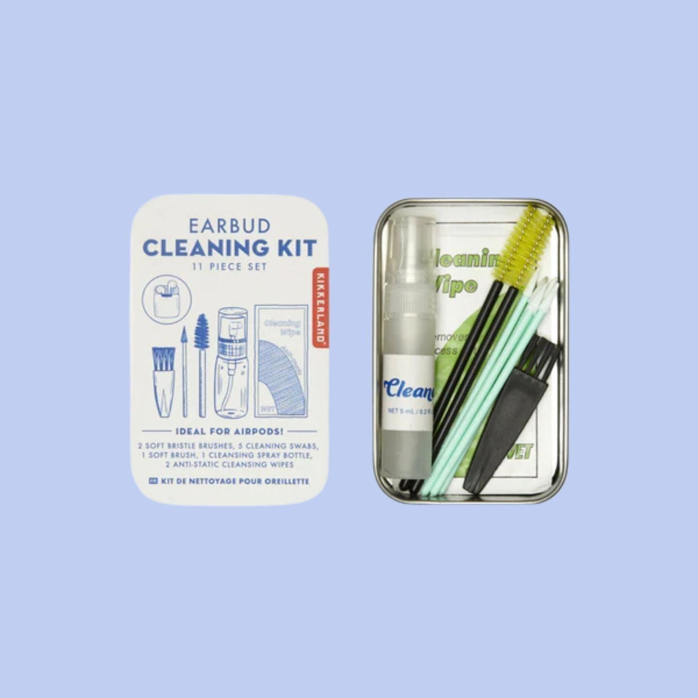 Kit de nettoyage pour écouteurs Kikkerland avec brosse et accessoires