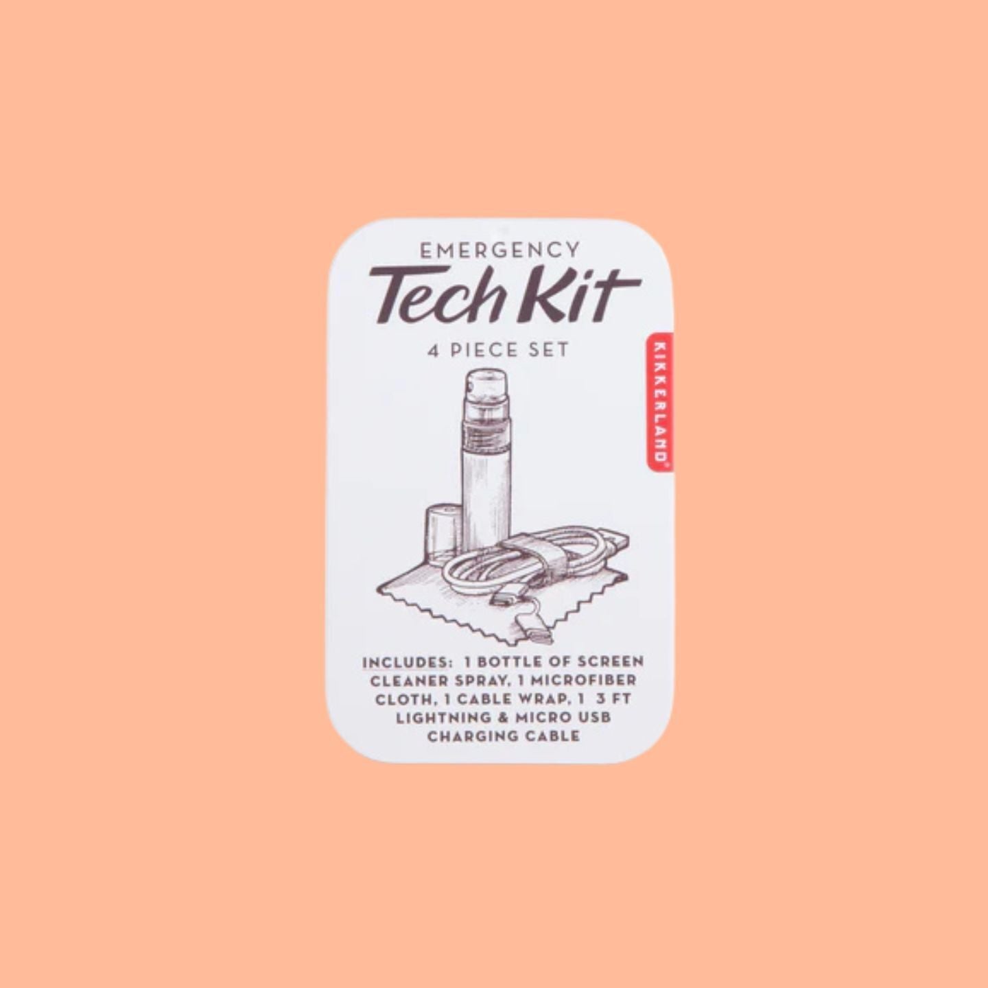 Chiffon microfibre et attache-câble rouge du kit de secours