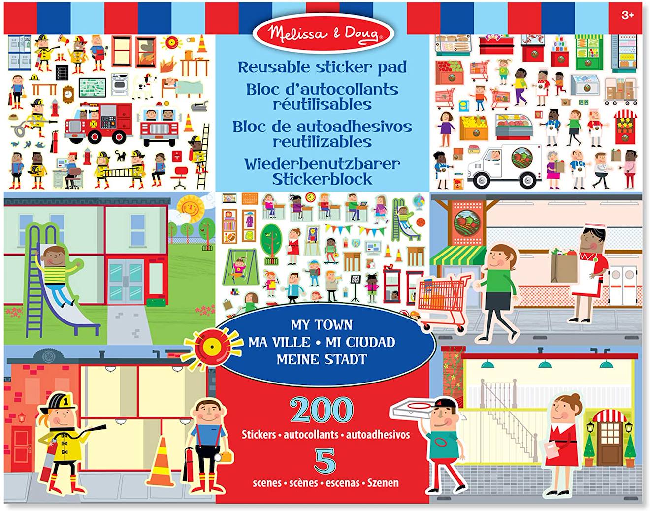 200 autocollants réutilisables - ma ville bleu