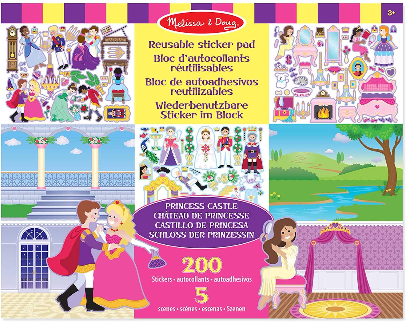200 autocollants réutilisables - princesses rose