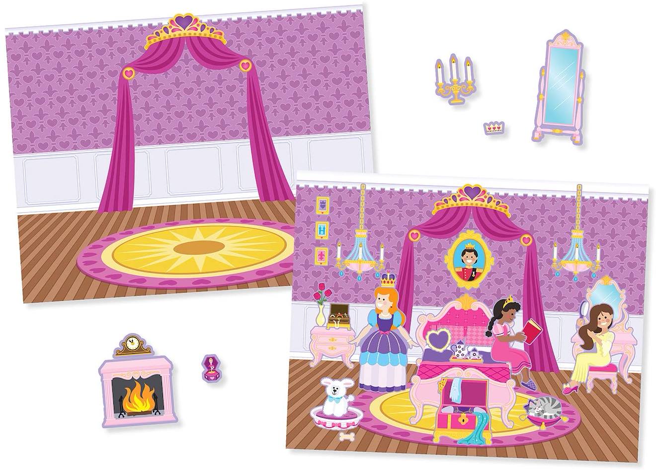 200 autocollants réutilisables - princesses rose