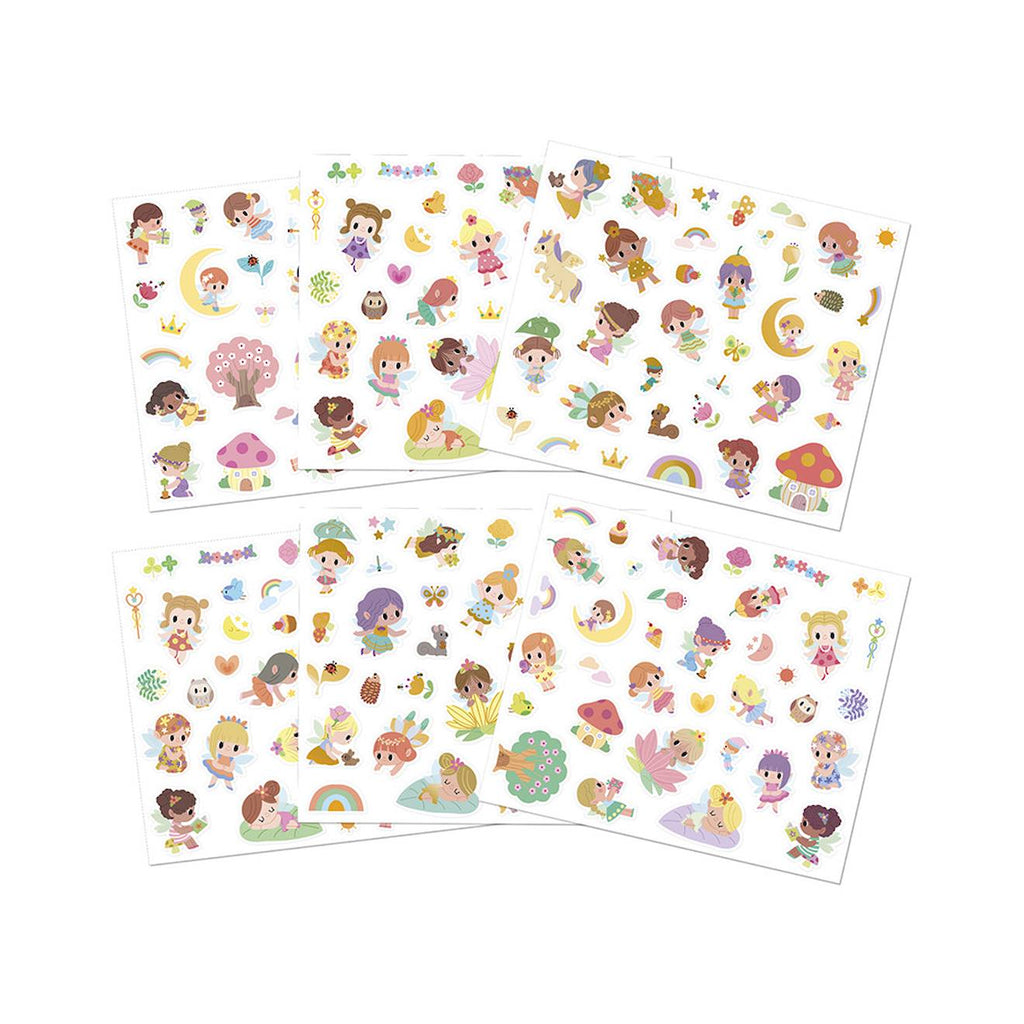 200 stickers en planches - les fées multicolore