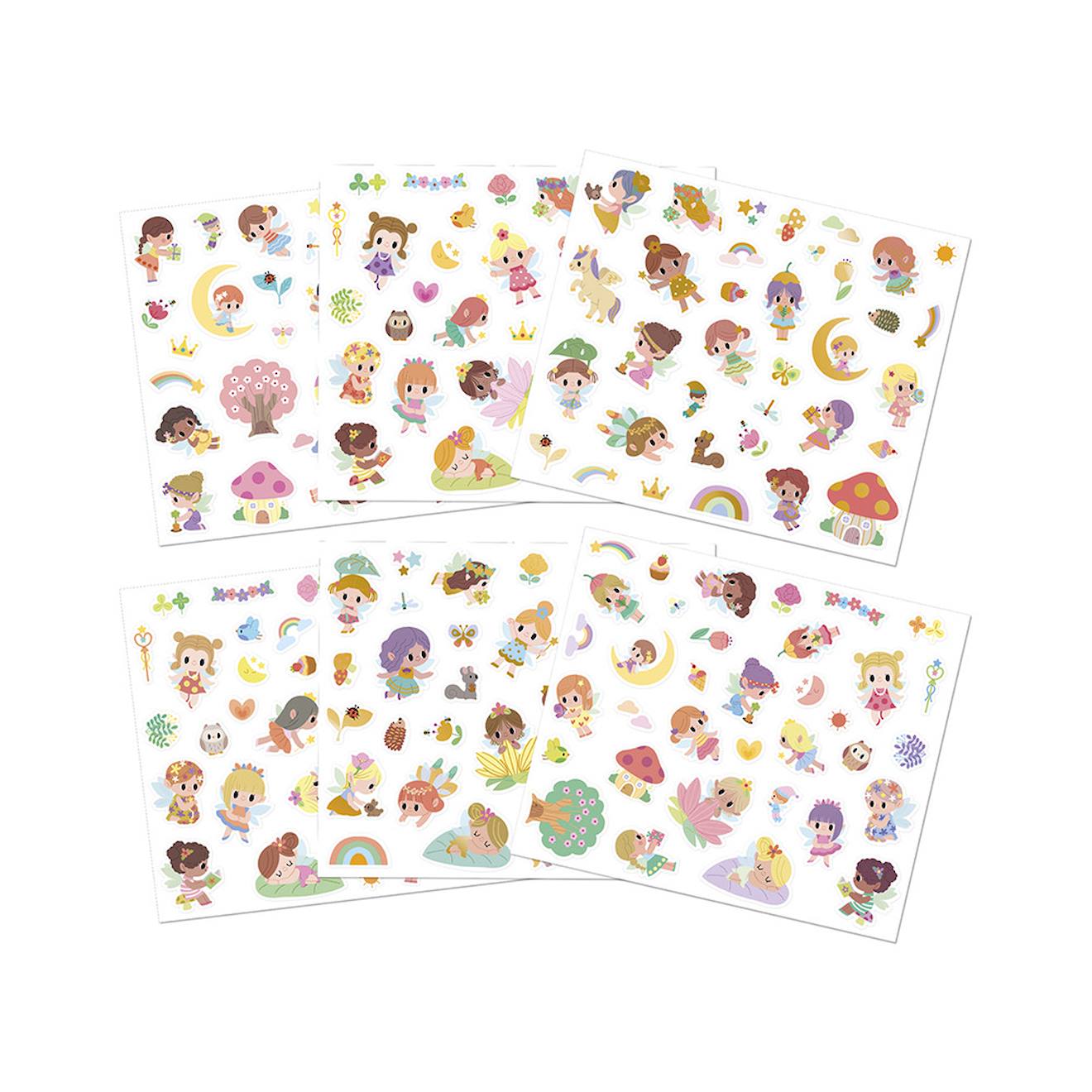 200 stickers en planches - les fées multicolore