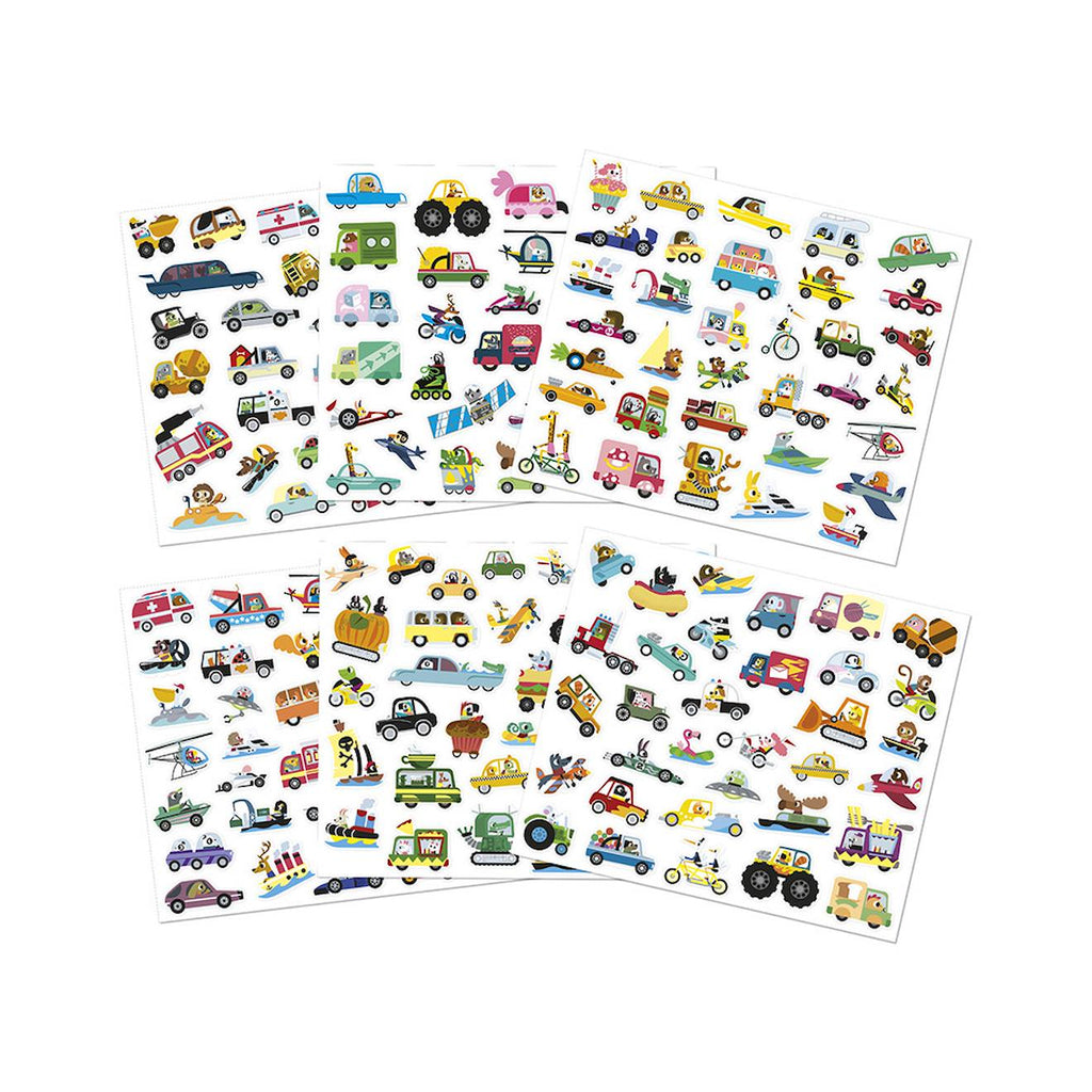 200 stickers en planches les véhicules multicolore
