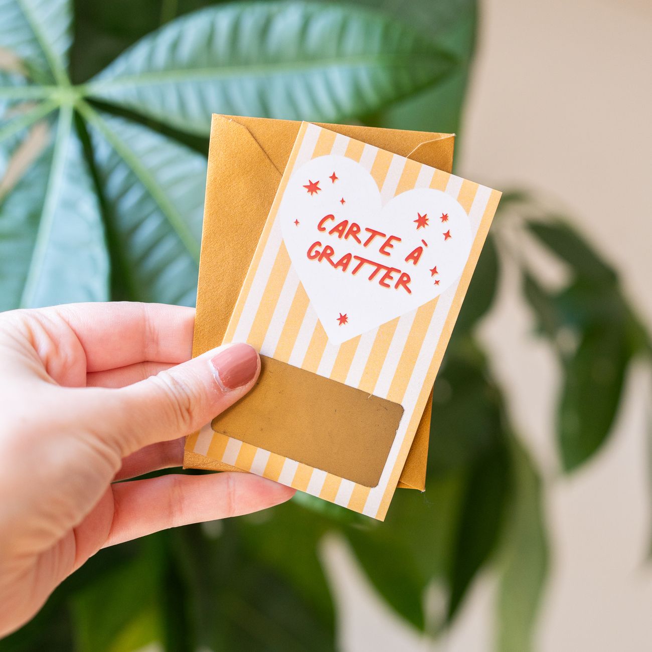 Carte à gratter zone dorée et message de confiance en soi