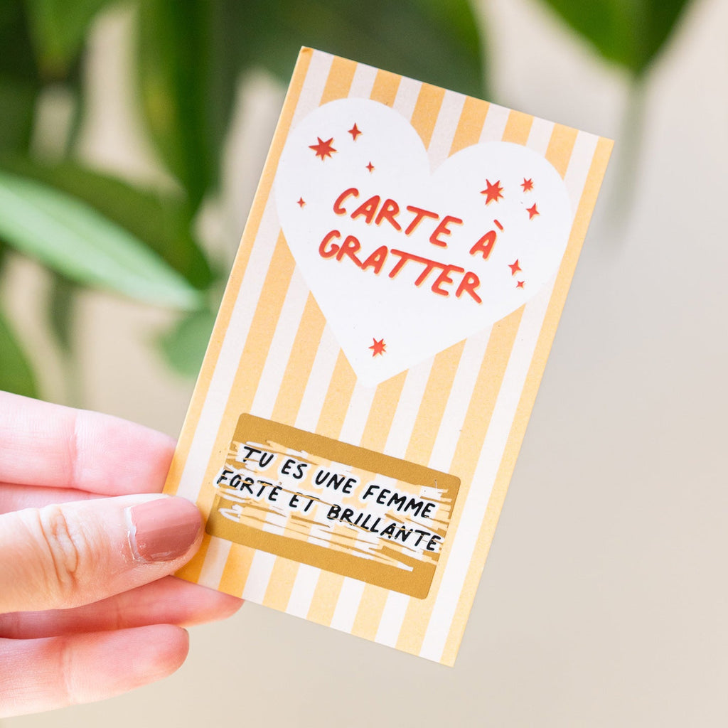 Carte à gratter Tu es forte et brillante, motif doré inspirant