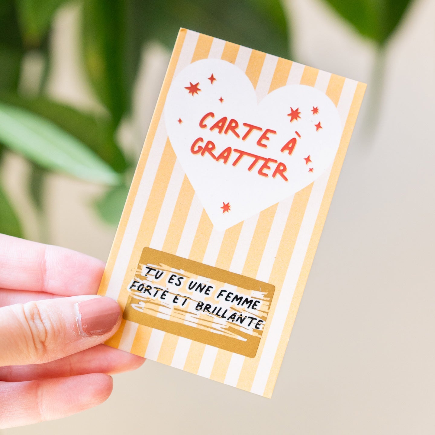 Carte à gratter Tu es forte et brillante, motif doré inspirant