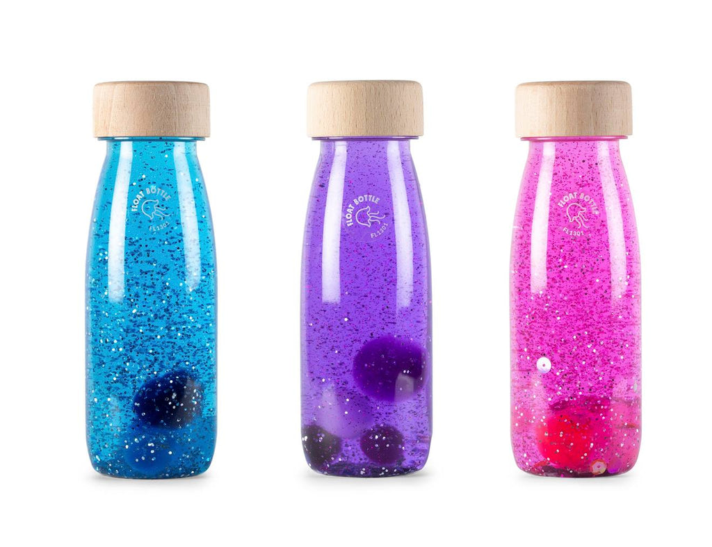 3 bouteilles sensorielles magic bleu