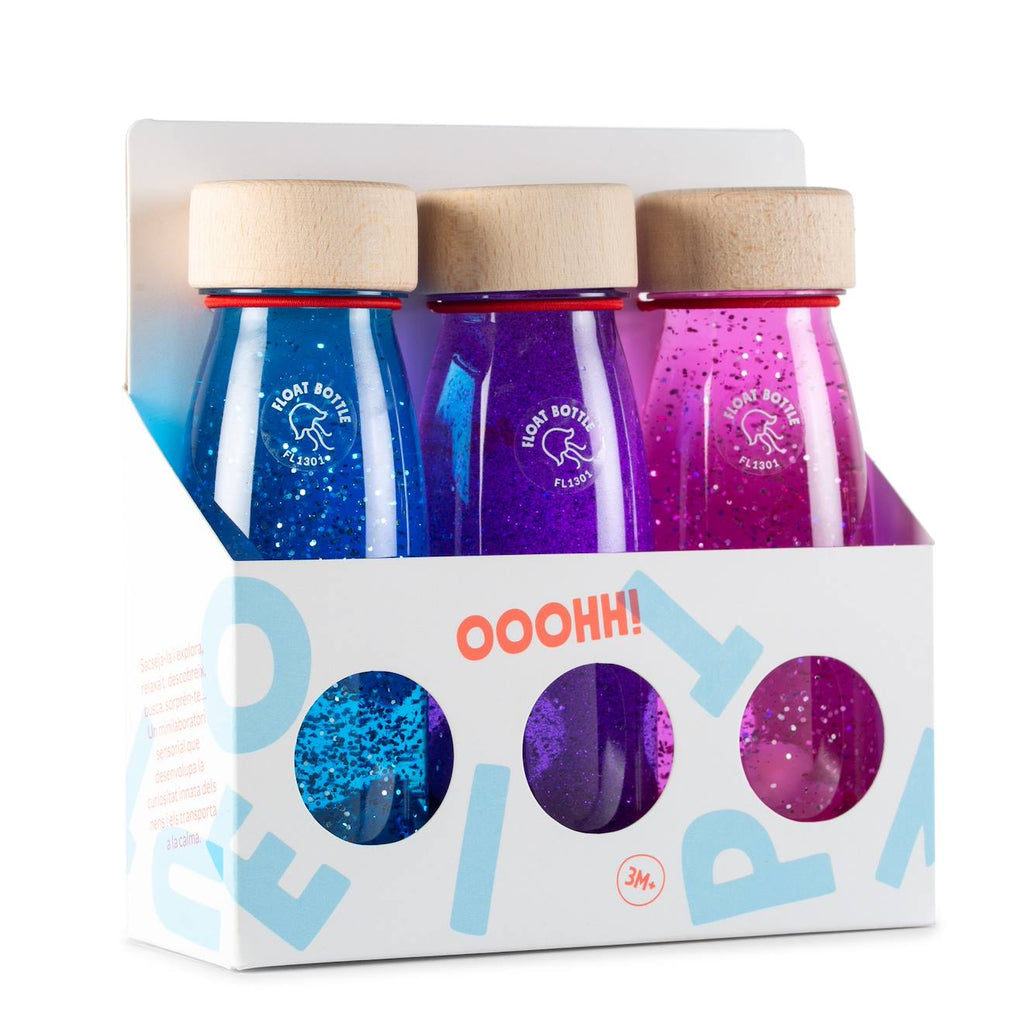3 bouteilles sensorielles magic bleu