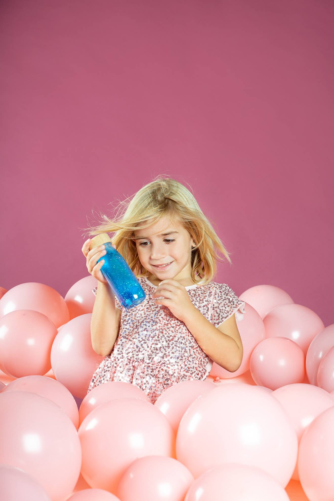 3 bouteilles sensorielles magic bleu