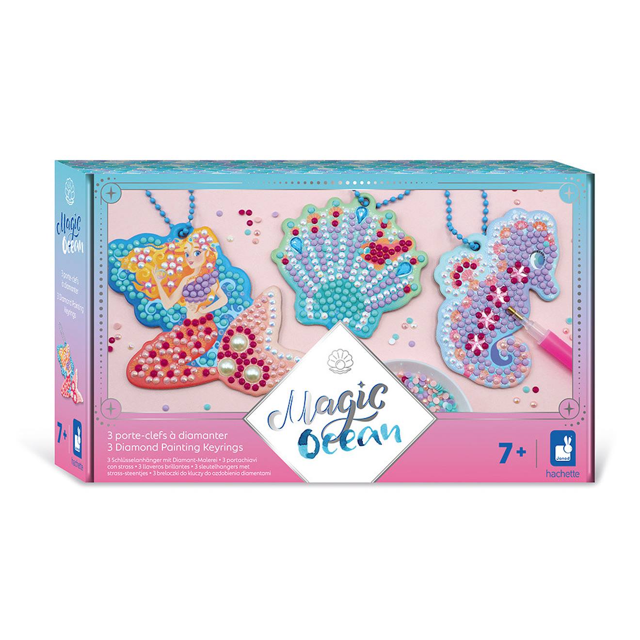 3 porte-clés à diamanter sirène - magic océan multicolore